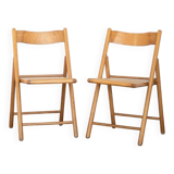 Pair of cane and beech chairs
