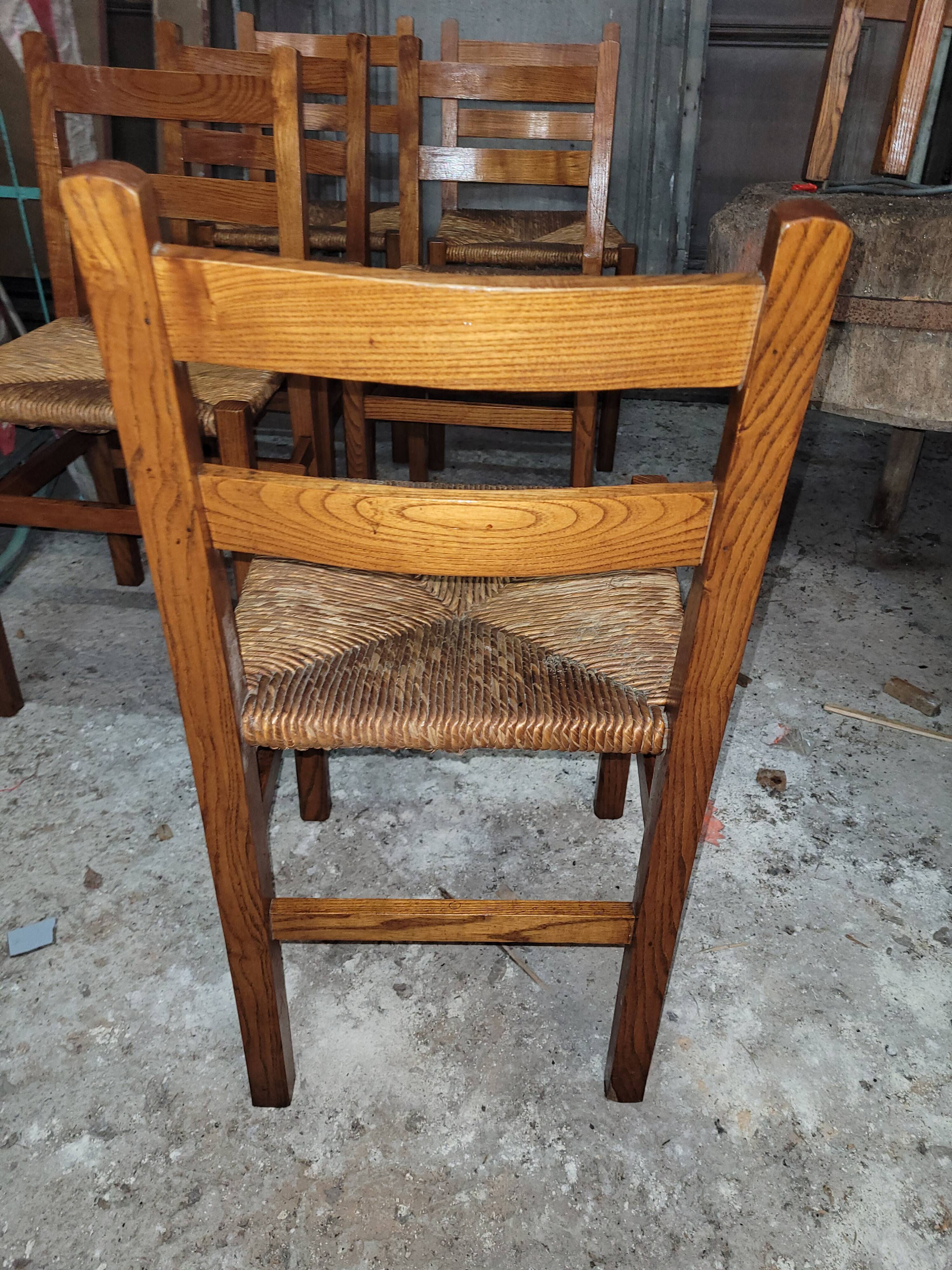 6 rustic oak chairs