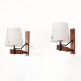 Appliques murales italiennes par Esperia en teck avec verre, années 1950.