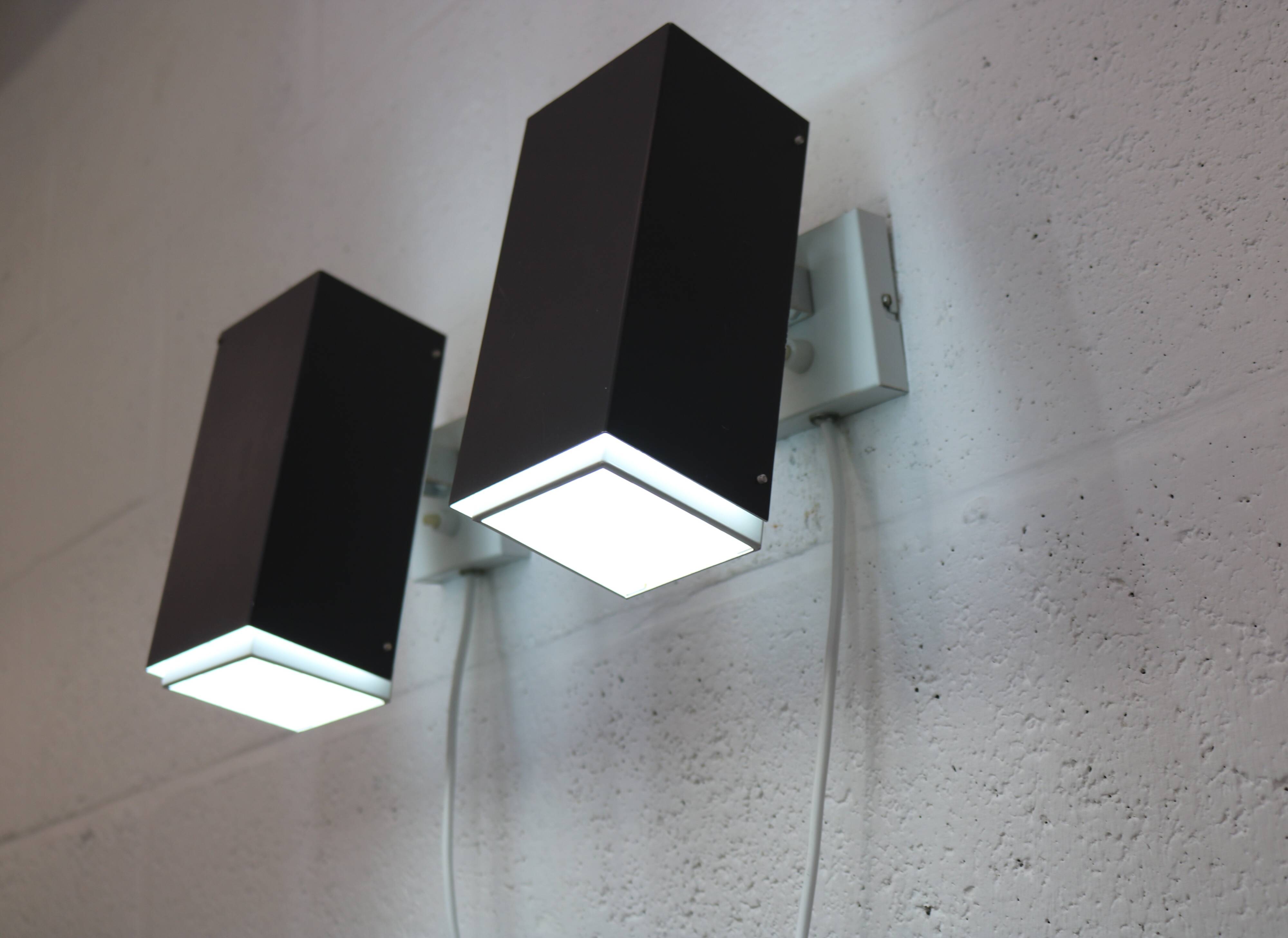 Pair of grey and white wall sconces by Preben Dahl for H. F. Belysning, 1960s