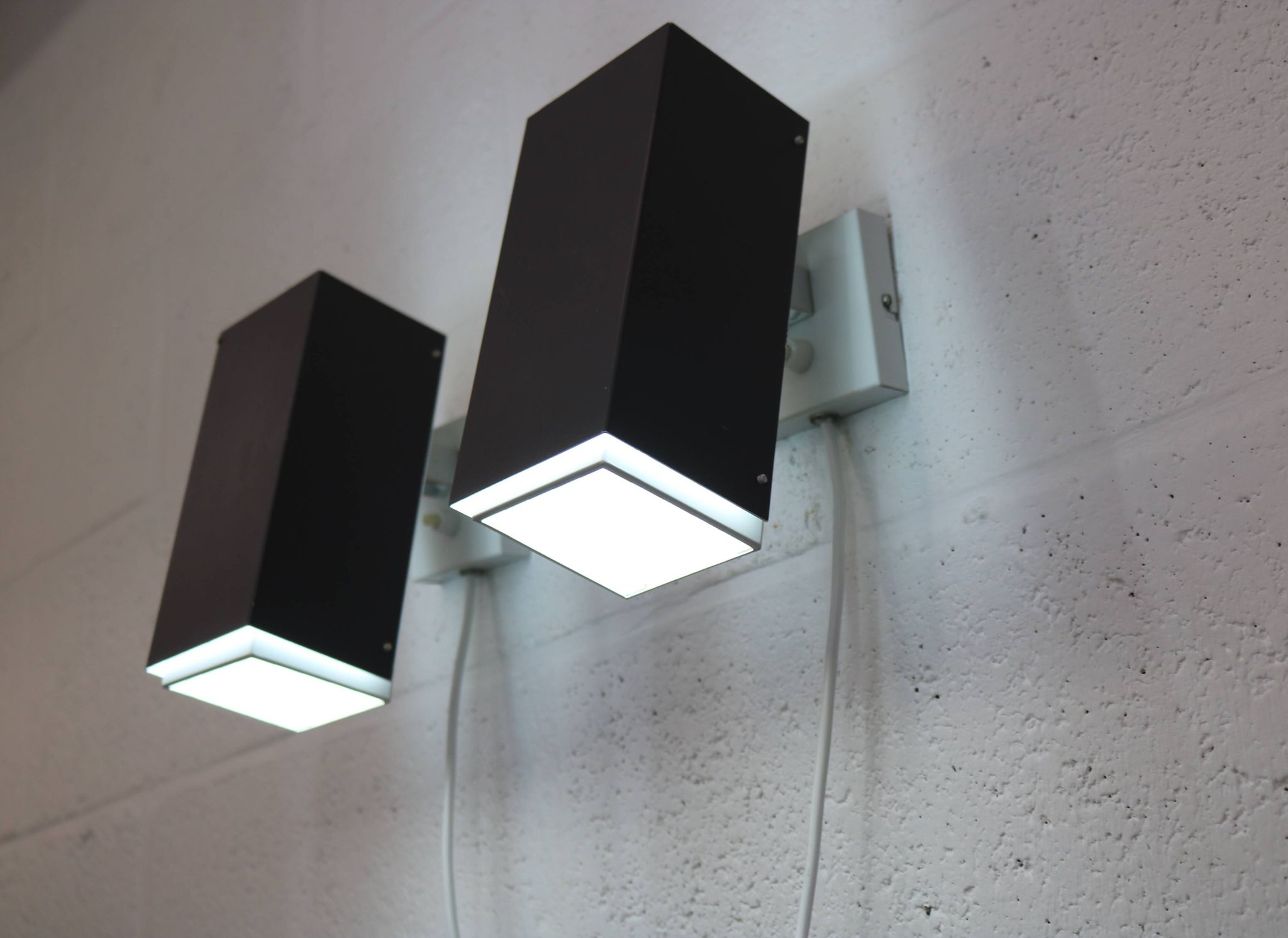 Pair of grey and white wall sconces by Preben Dahl for H. F. Belysning, 1960s