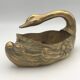 Vintage swan pocket emptier cachepot in gilded brass