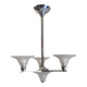 Art Deco chandelier with 4 lights in metal and glass - 1930s/40s