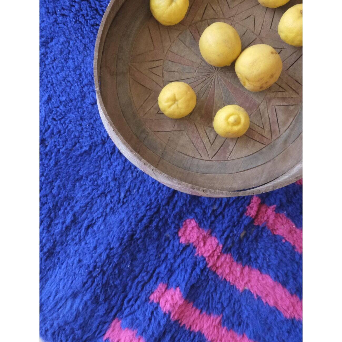 Tapis berbère en laine bleu taille 200 x 300 cm