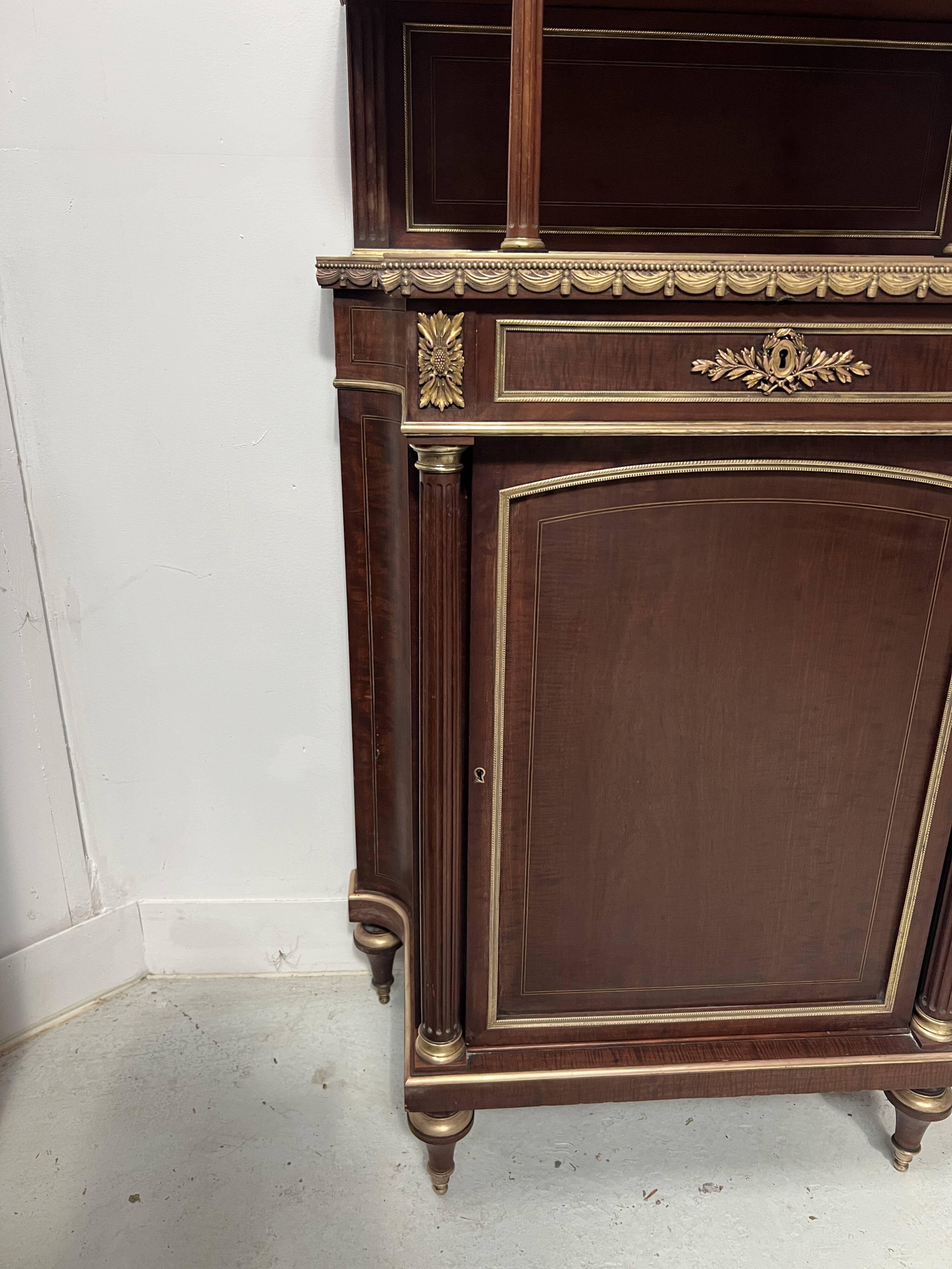 Napoleon III Mahogany and Chiseled Bronze Display Cabinet, 19th Century