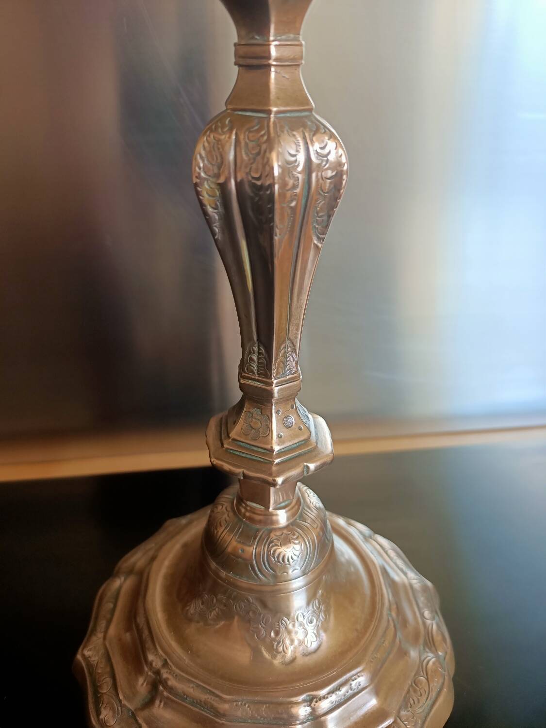 18th century chiseled bronze candlestick