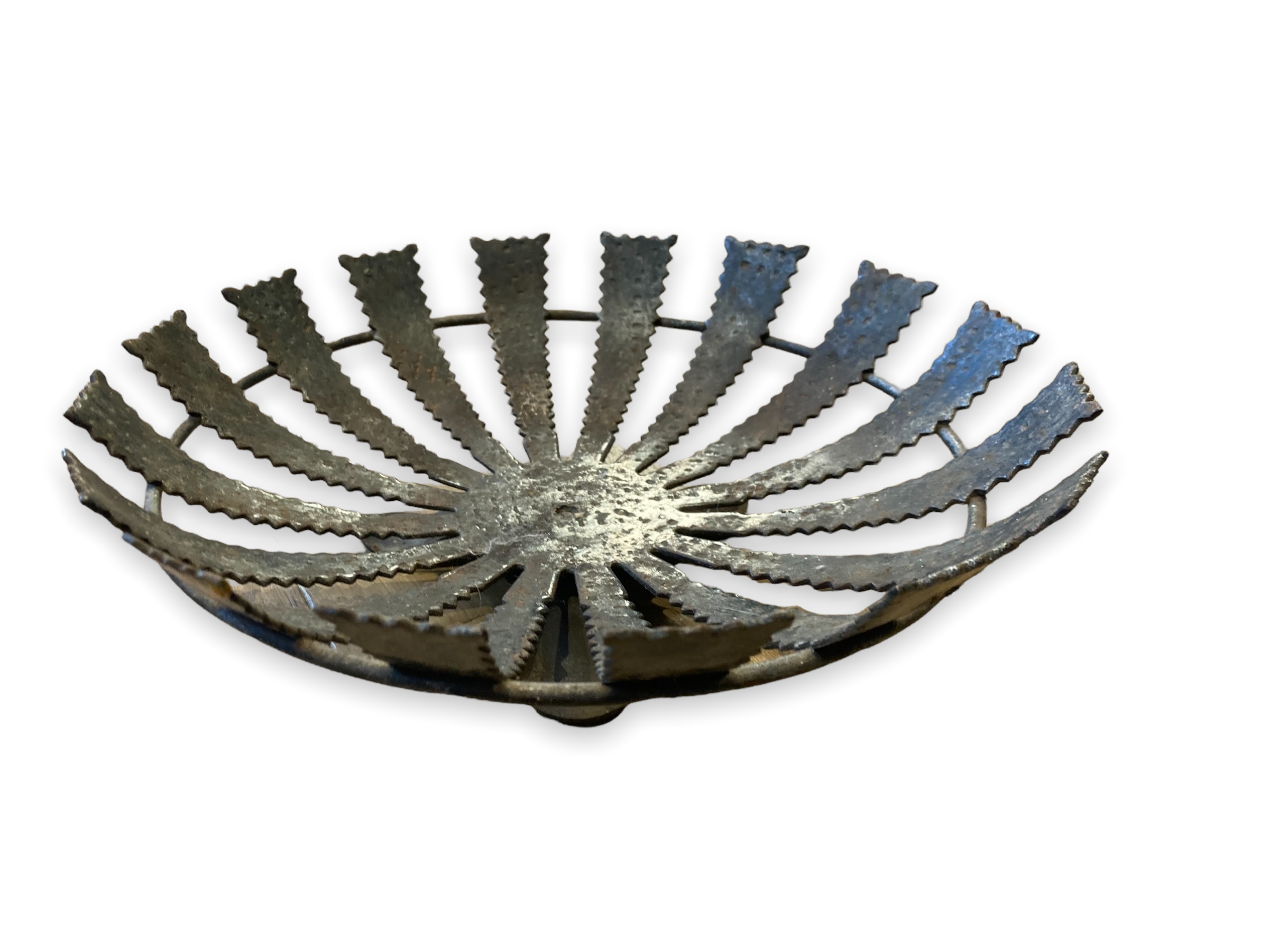 Large modernist brutalist iron basket