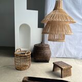 Rattan pendant lamp or light in the shape of an Asian lantern
