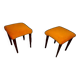 2 stools in orange suede and beech