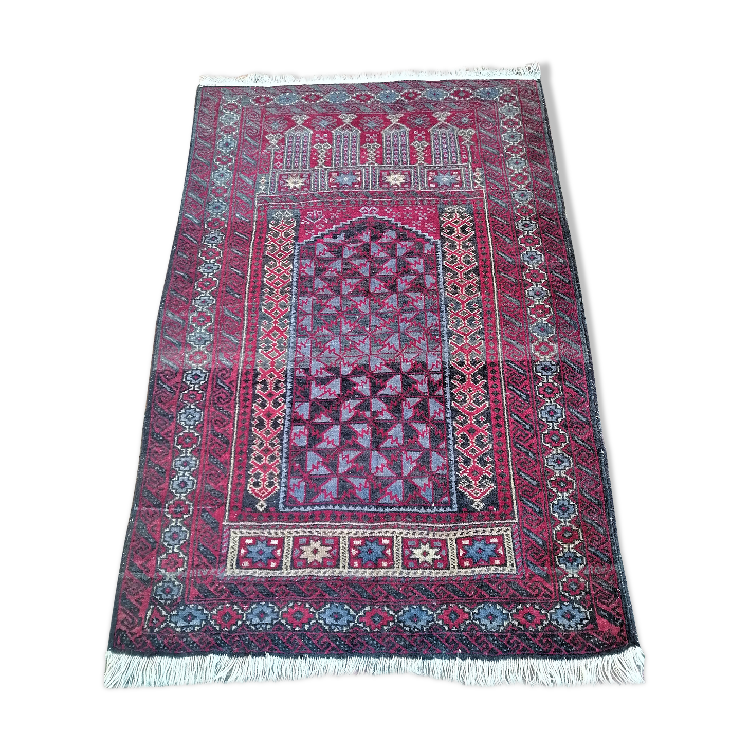 Ancient oriental prayer mat. ( 143 x 92 )