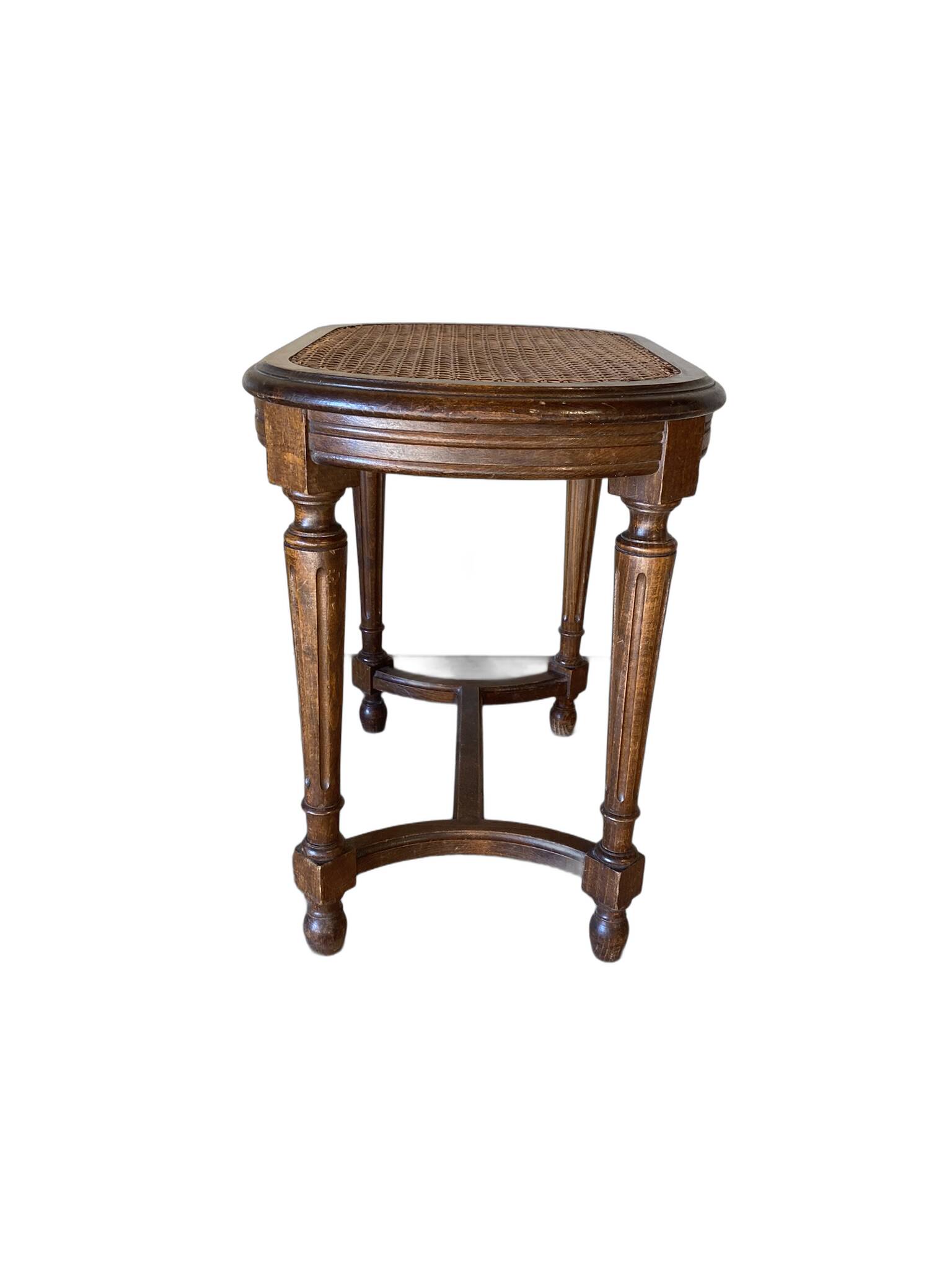Louis XVI style caned piano stool