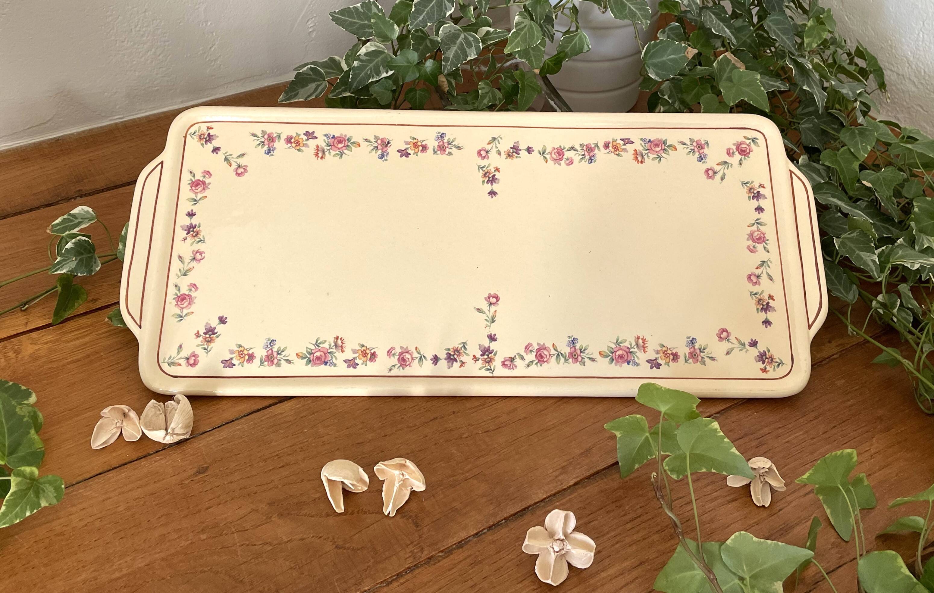 Pretty old earthenware cake dish from badonviller