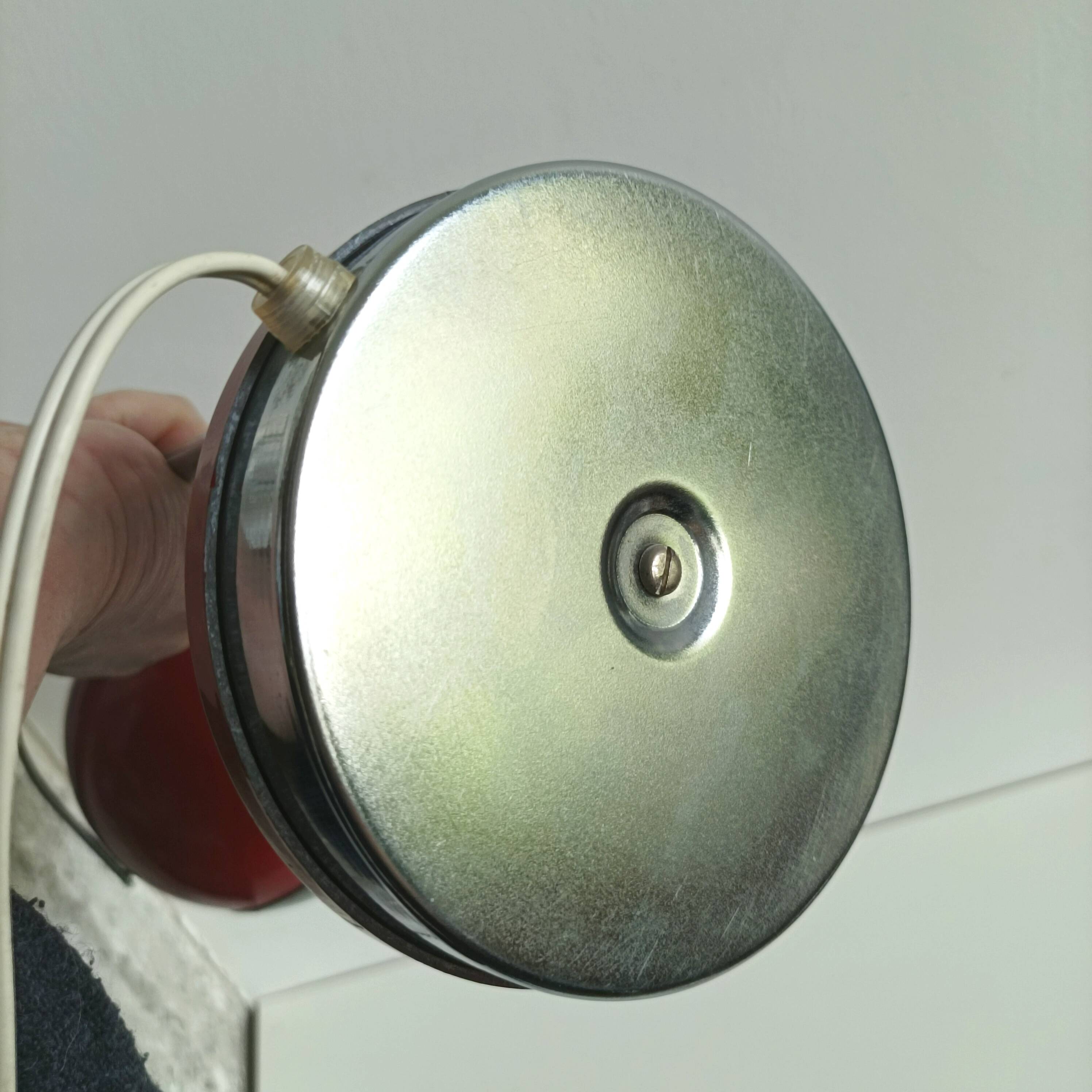 Eyeball lamp in lacquered and chromed metal