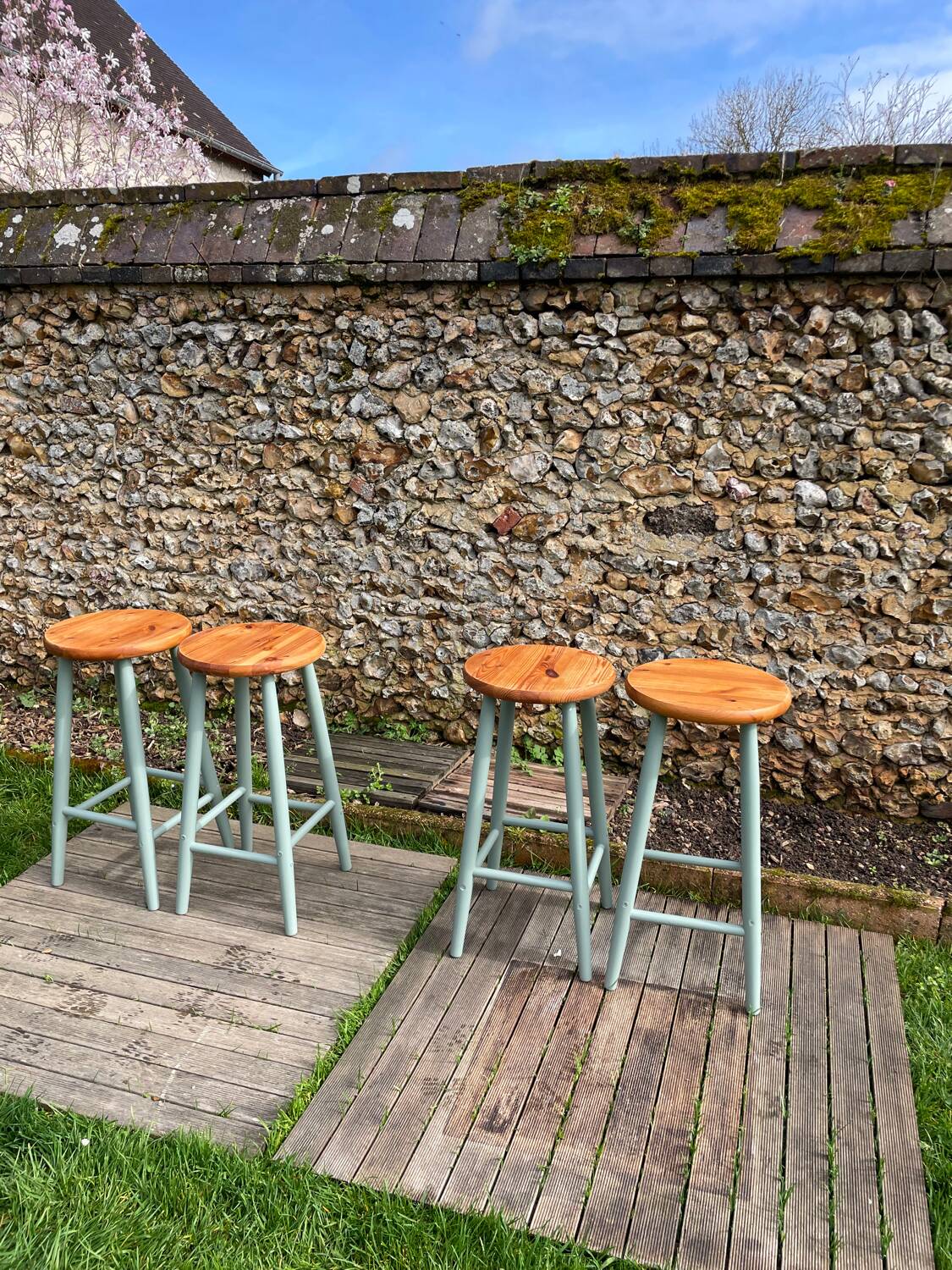 Pair of vintage wooden stools