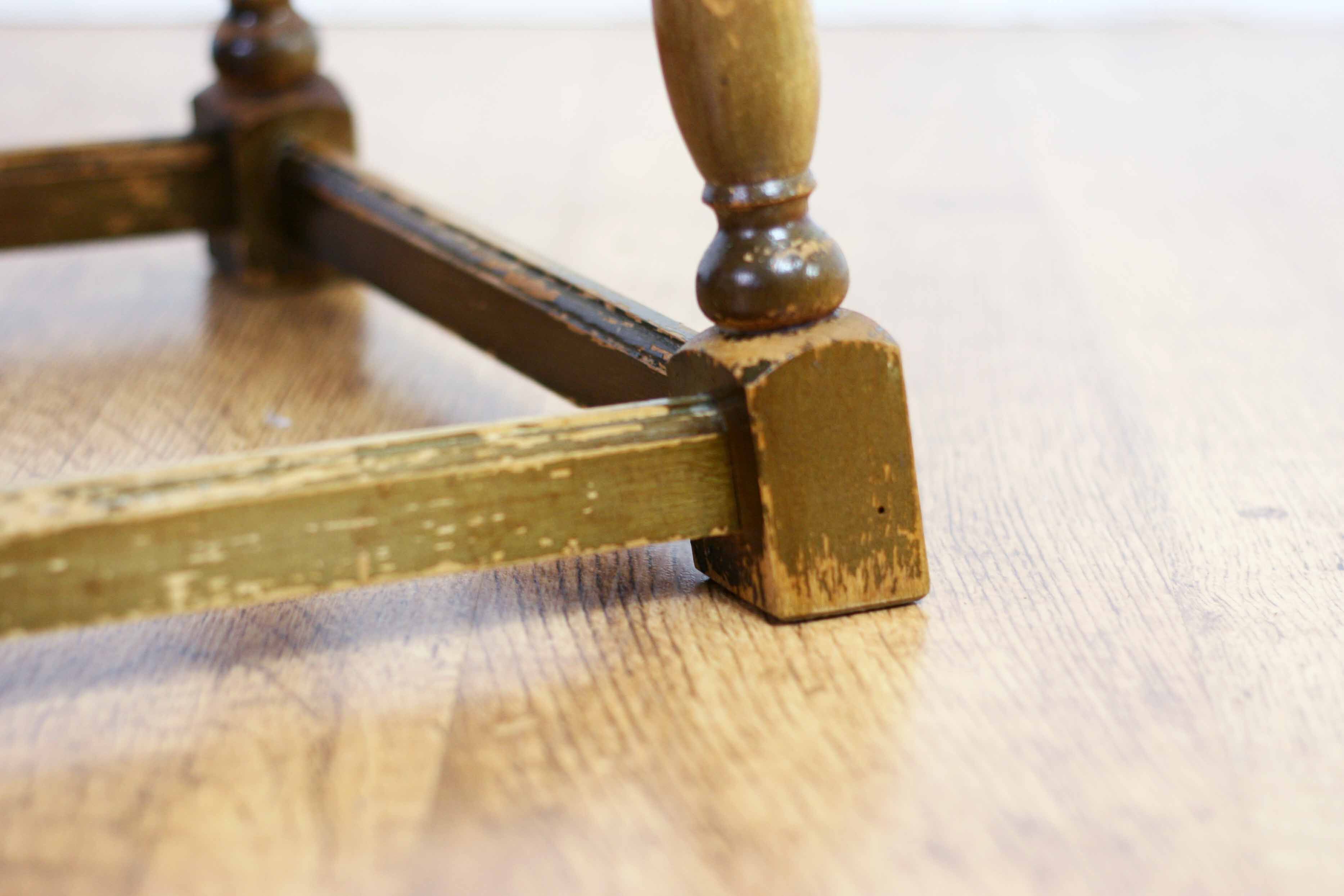 Authentic solid wood and green marble pedestal