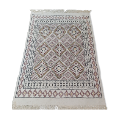 Tapis beige à motifs losanges fait main  125x166cm