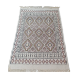 Handmade diamond pattern beige carpet 125x166cm