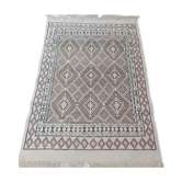 Handmade diamond pattern beige carpet 125x166cm