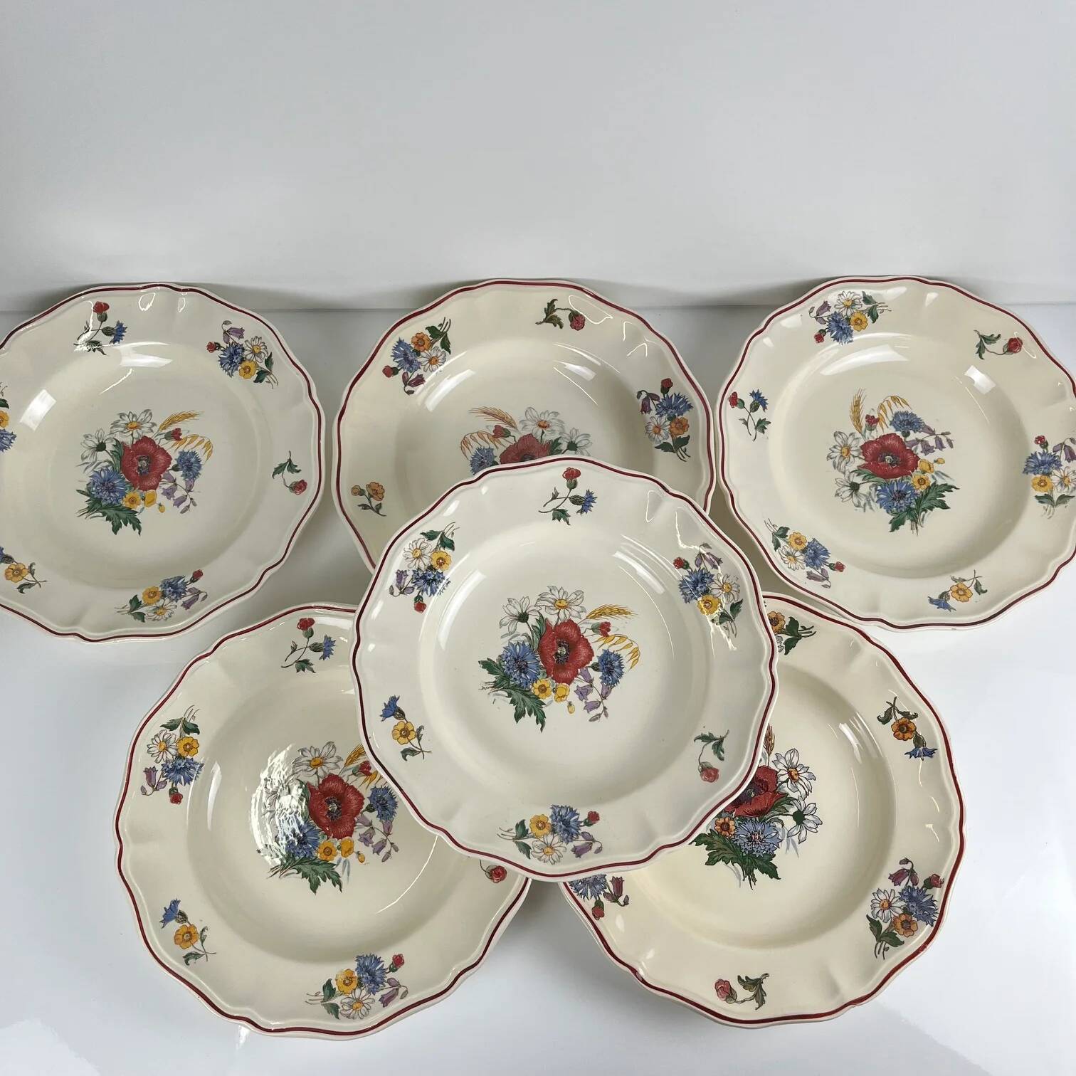 Set of 6 deep plates "Agreste" Sarreguemines, 20th century