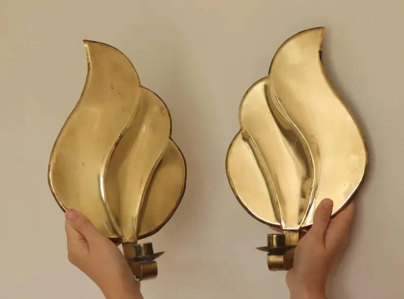 Pair of Swedish Mid-Century Brass Wall Sconces