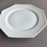 Set of 6 dessert plates in white Limoges porcelain octagonal shape