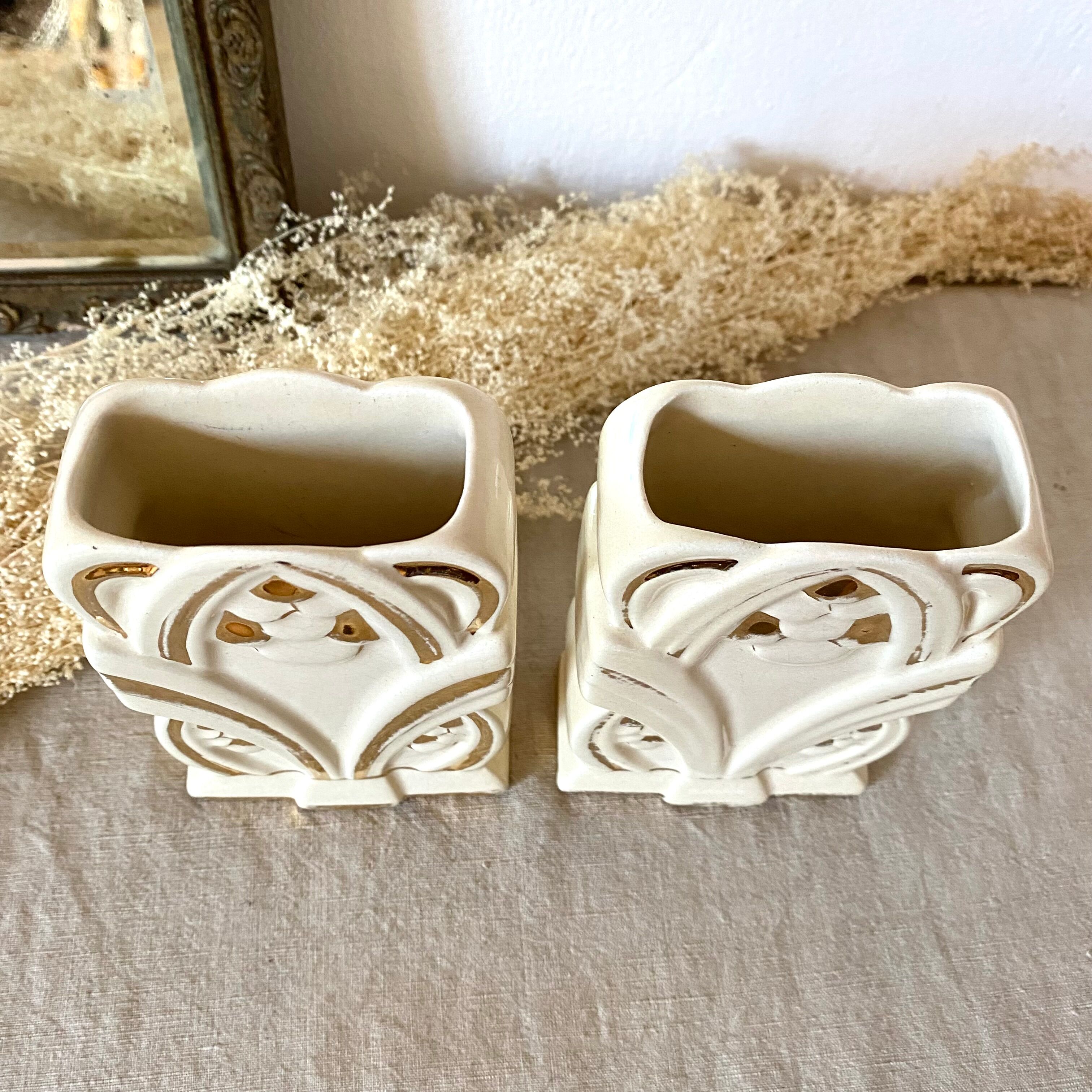 Pair of art deco fireplace vases