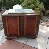 Two-door oak bedside table / 50s/60s