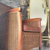 Fauteuil en rotin et osier vintage