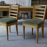 Pair of modern chairs with green velvet seats, 1940s