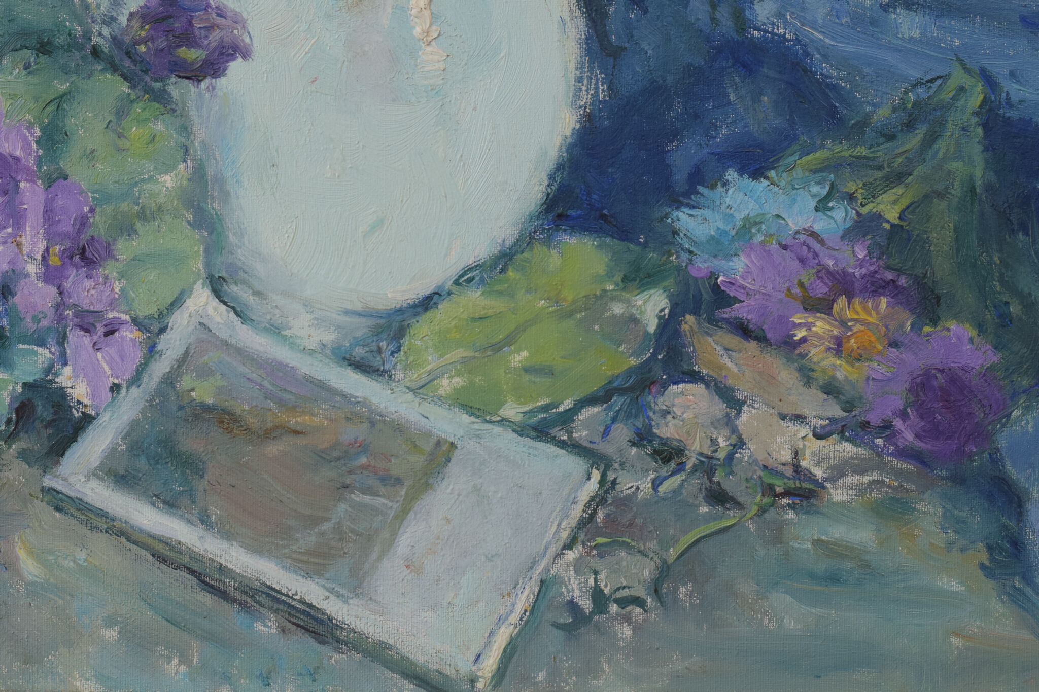 Still life with flowers and photograph