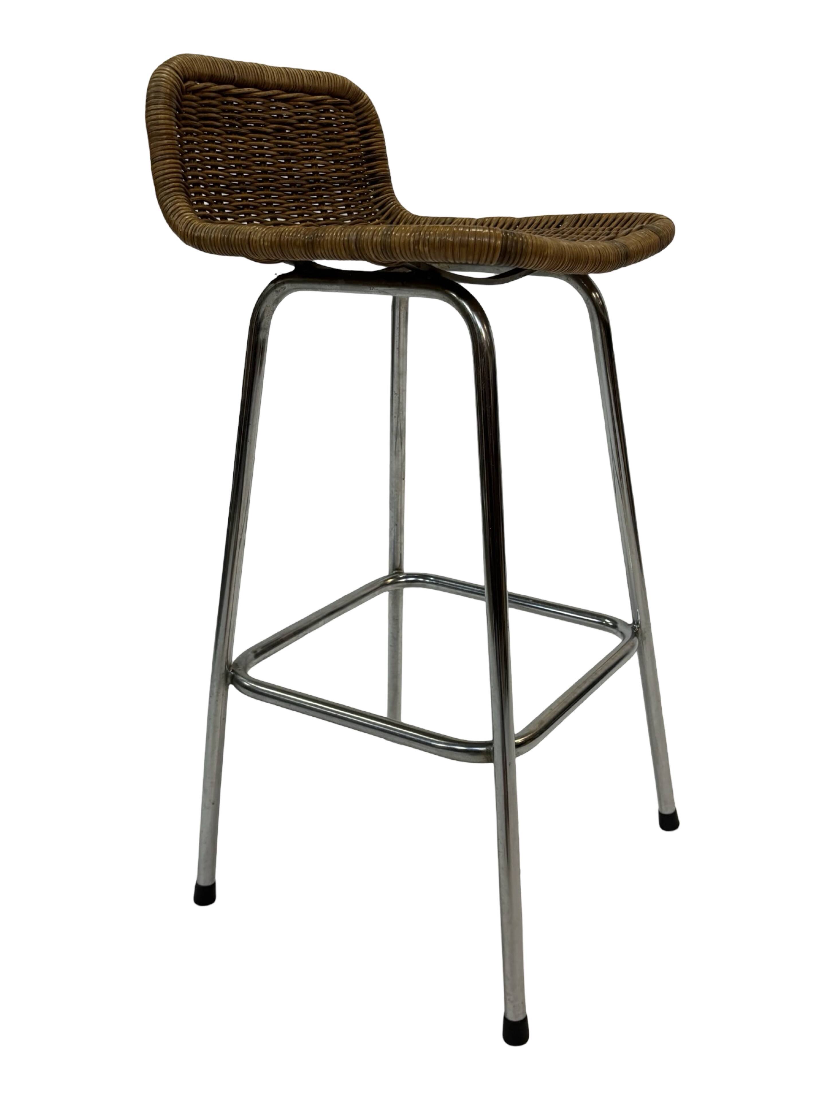 Set of 4 vintage bar stools Dirk van Sliedregt Rohe Noordwolde 1960's