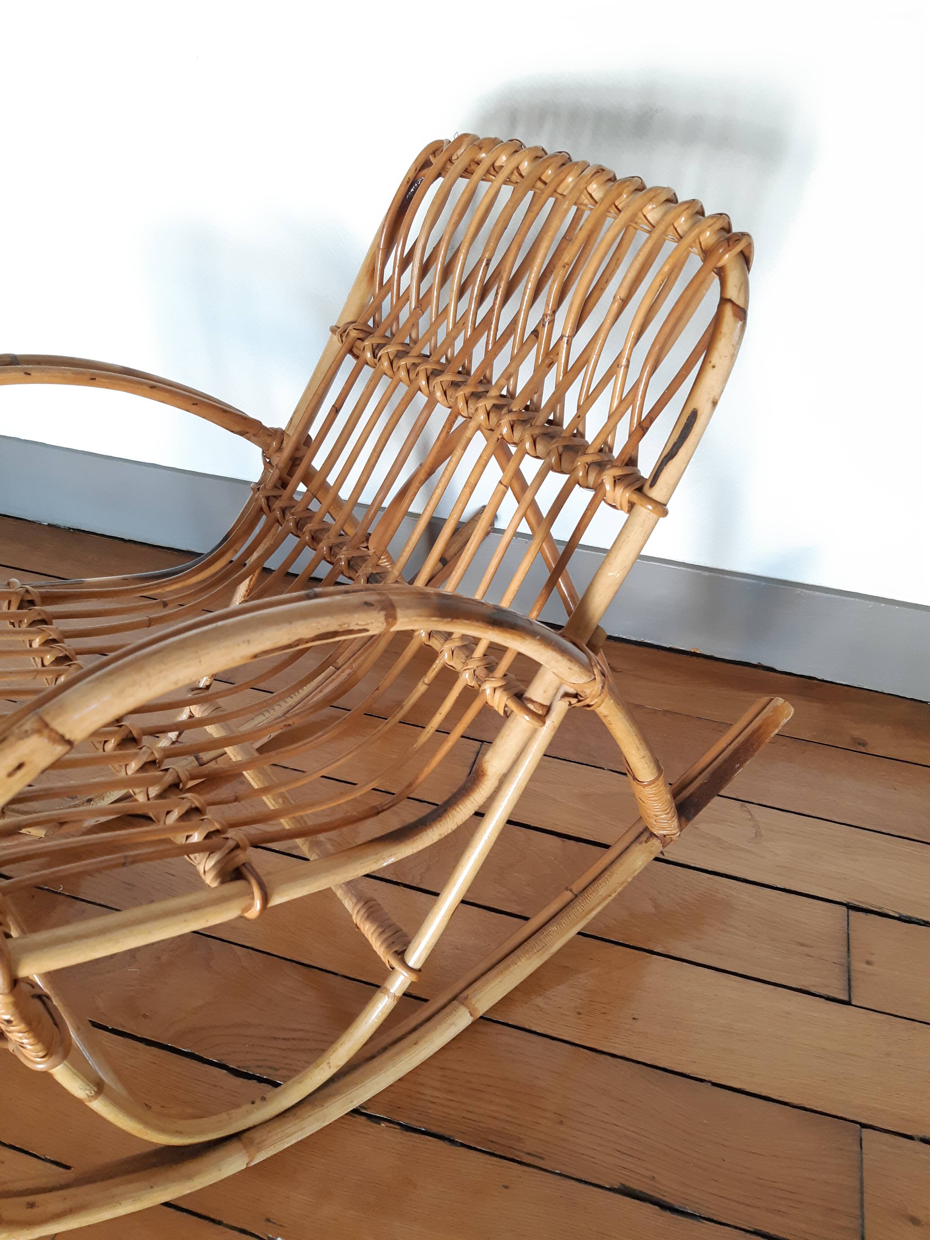 Child rocking chair in rattan