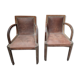 Pair of leather bridge chairs