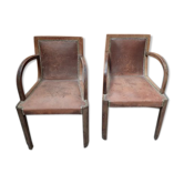Pair of leather bridge chairs