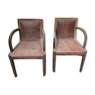 Pair of leather bridge chairs