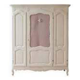 Armoire 3 portes baroque repeinte en blanc