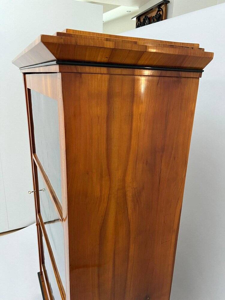 Biedermeier Display Cabinet in Cherry Veneer, Ash Burl, Austria, 1820s