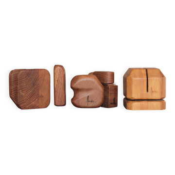 Accessoires fumeur bois signé Jacques Mauhin, nécessaire pour bureau