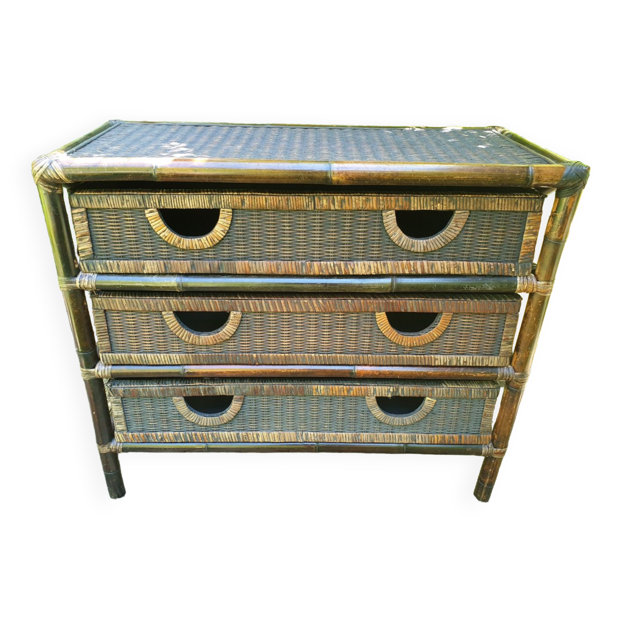 Commode en bambou et rotin