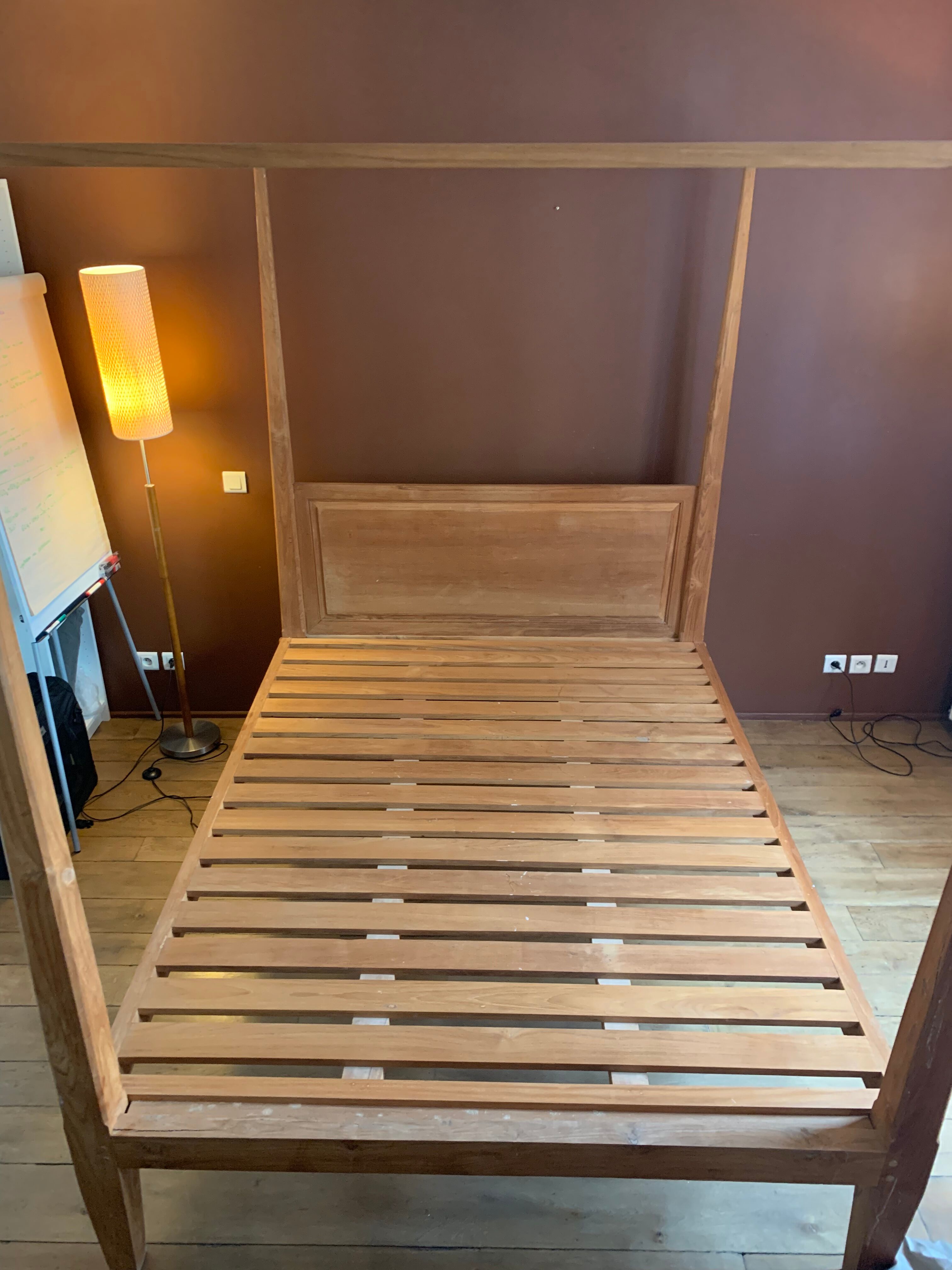 Solid teak canopy bed 160x200