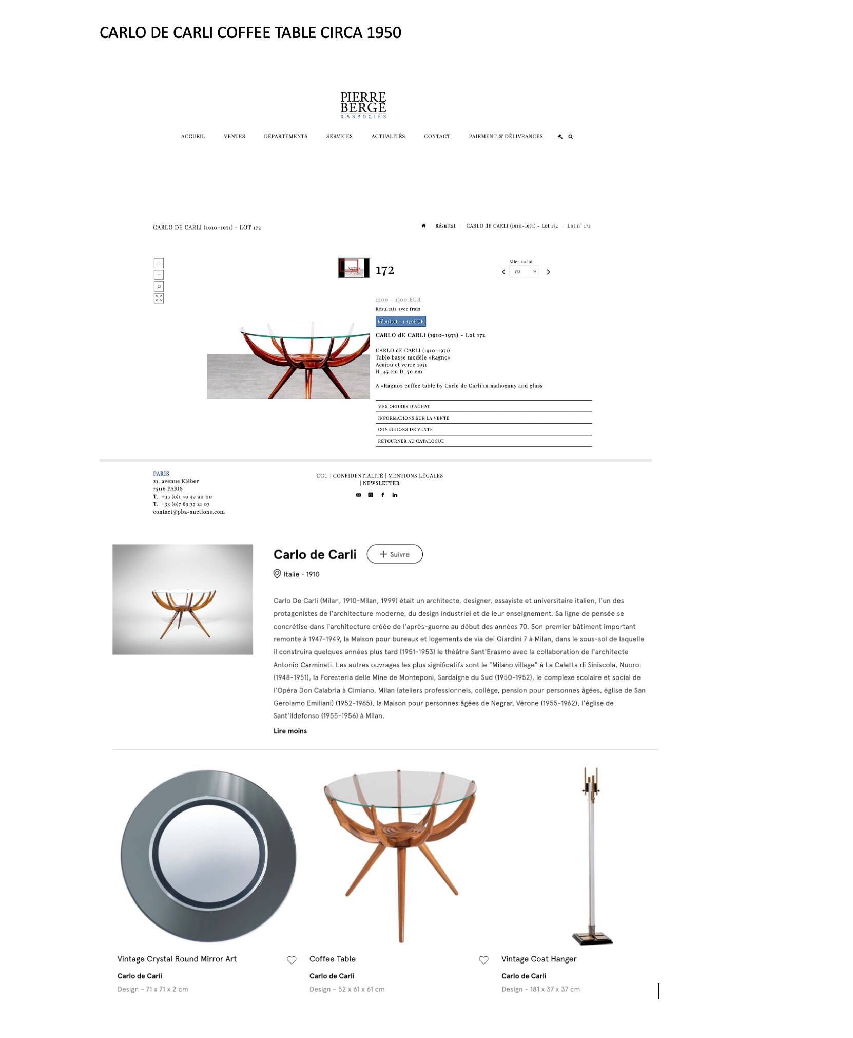 Carlo De Cali, "Ragno" (Spider) coffee table, Italy, 1950s