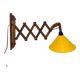 Scandinavian accordion wall light from the 60s, wood and yellow reflector