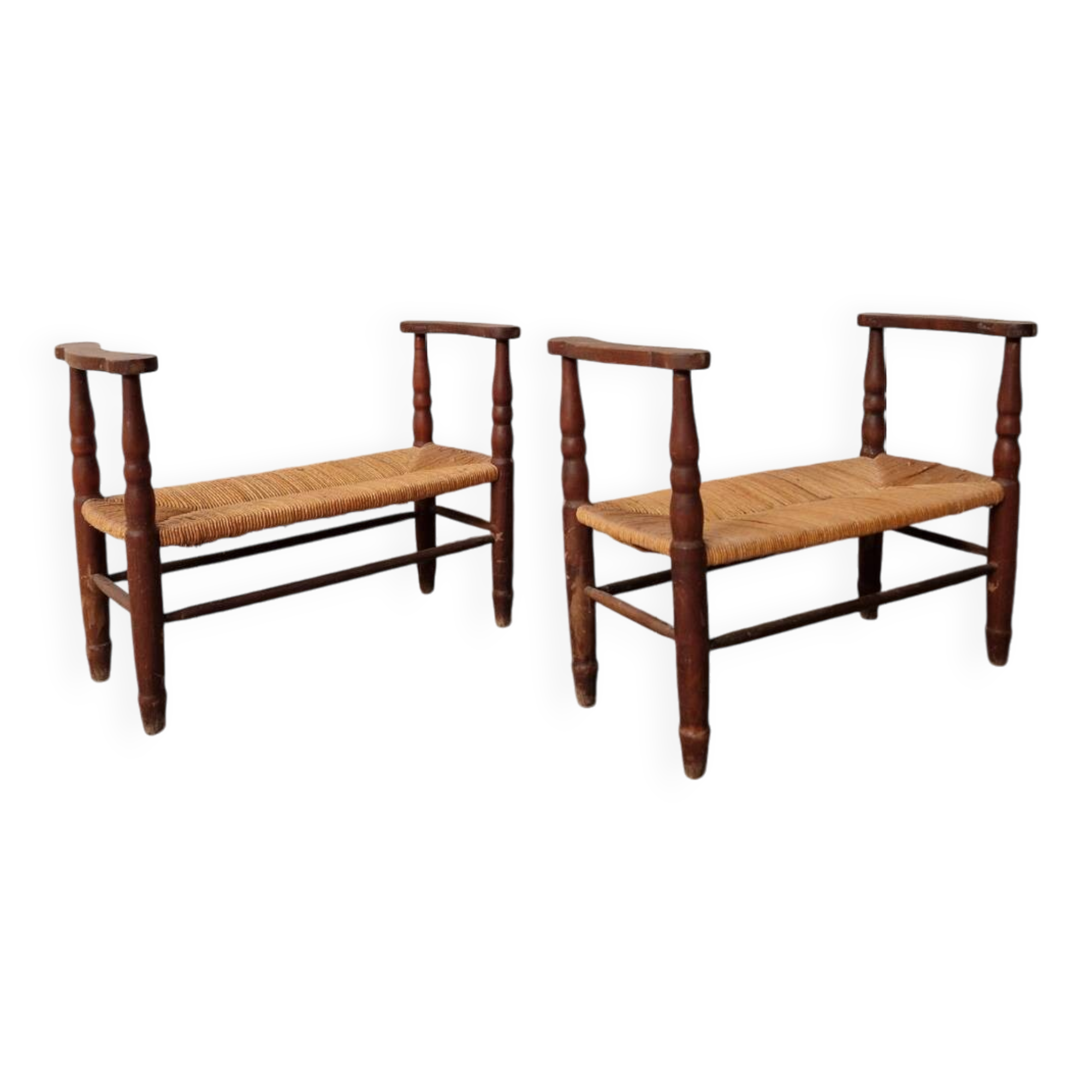 Pair of benches - Straw cantous