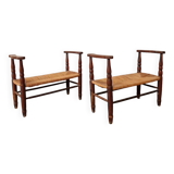 Pair of benches - Straw cantous