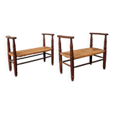 Pair of benches - Straw cantous