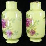 Pair of Limoges porcelain vases decorated with rose bushes