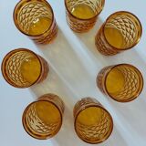 7 amber vintage pernod glasses