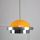 Space Age Italian Orange and Chrome Metal Pendant Lamp, 1970s