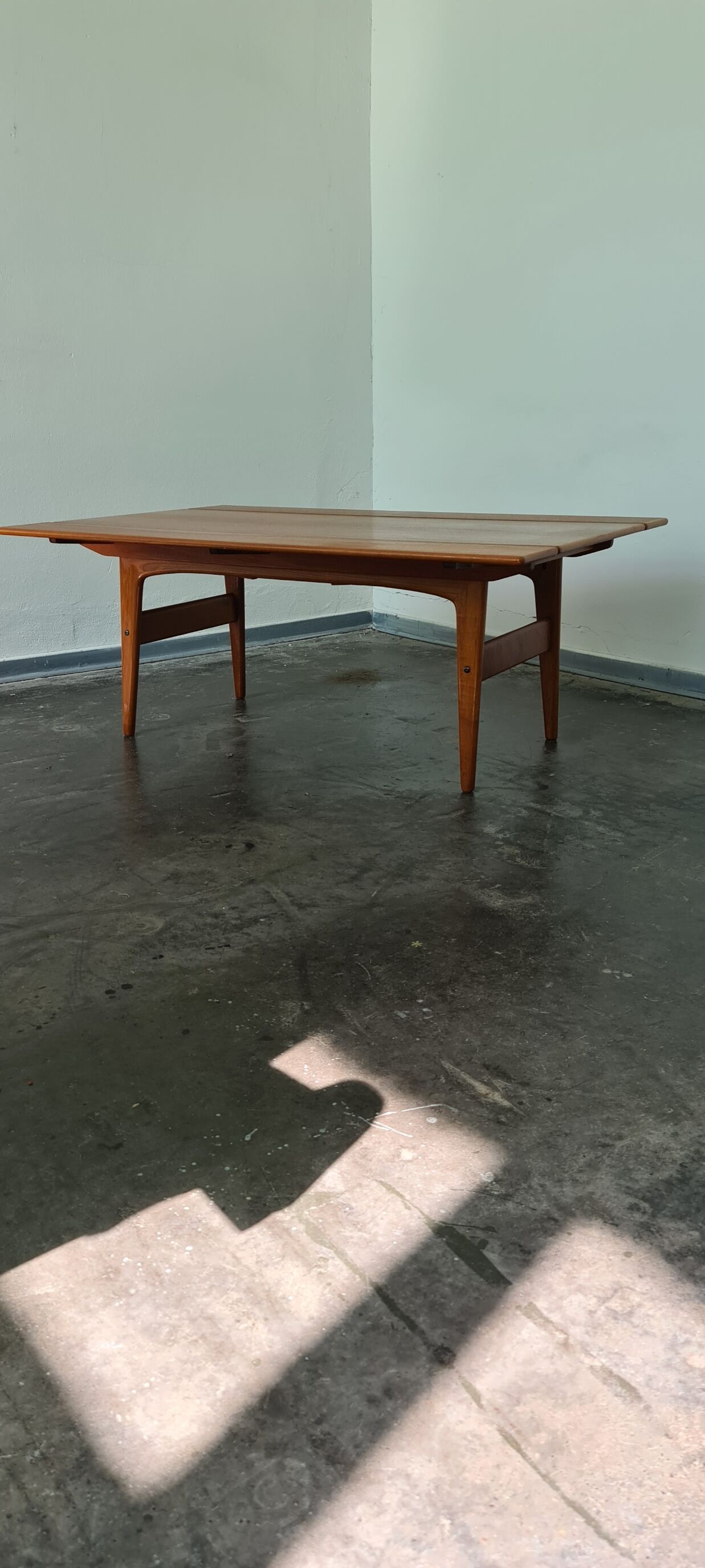 Vintage teak Danish Design adjustable table by Trioh Denmark .