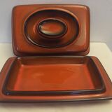 Red ceramic butter dish